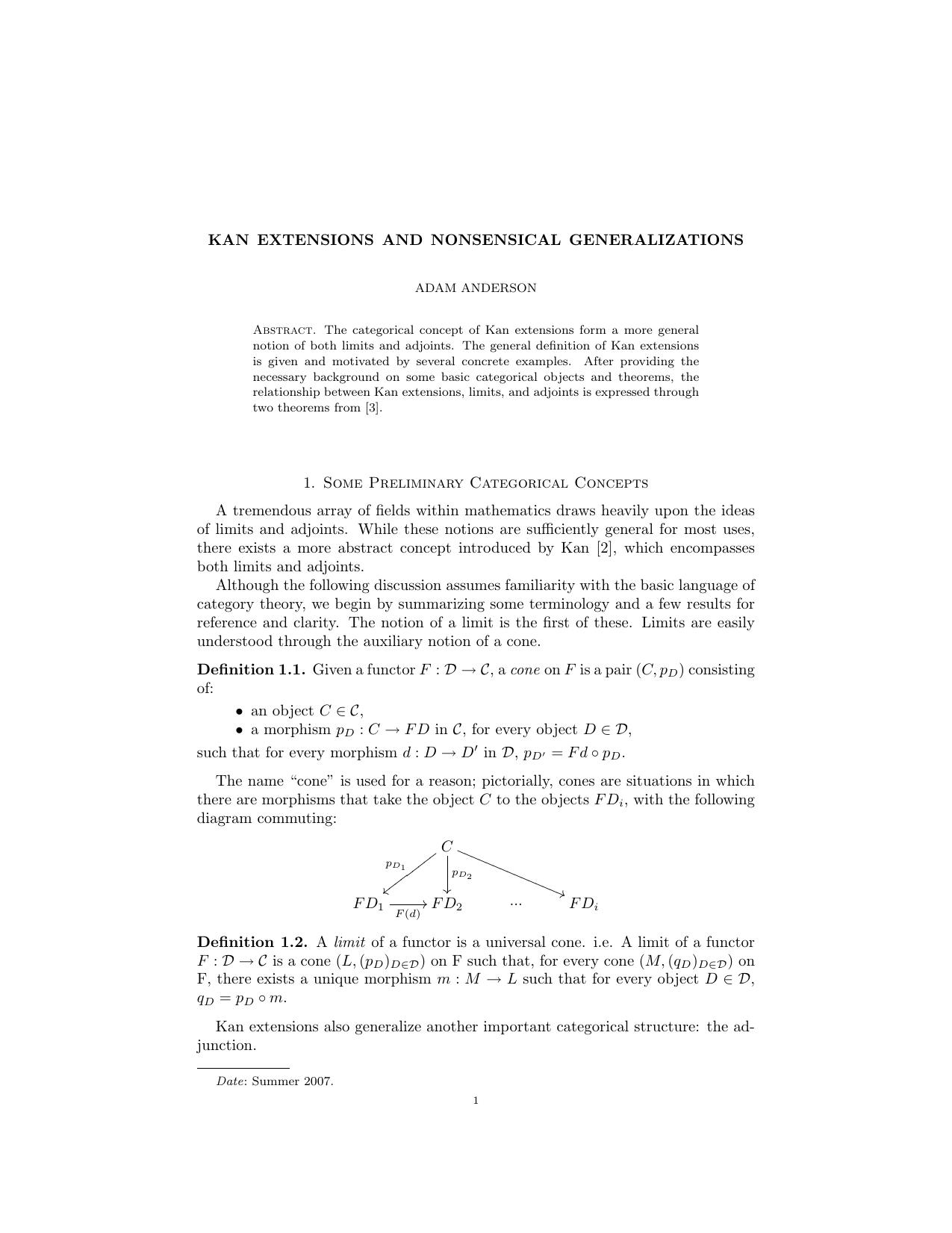 Kan extensions and nonsensical generalizations by Adam Anderson