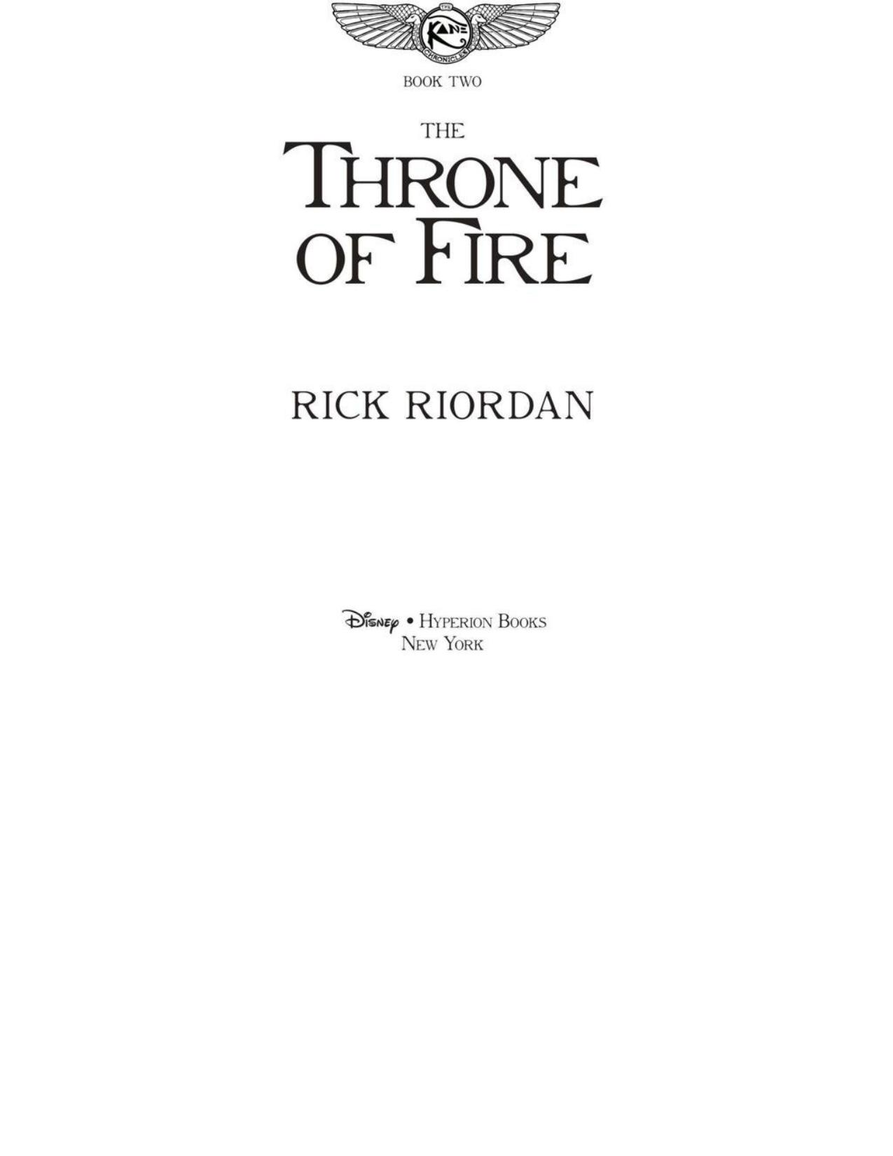 Kane 2 - The Throne of Fire by Riordan Rick