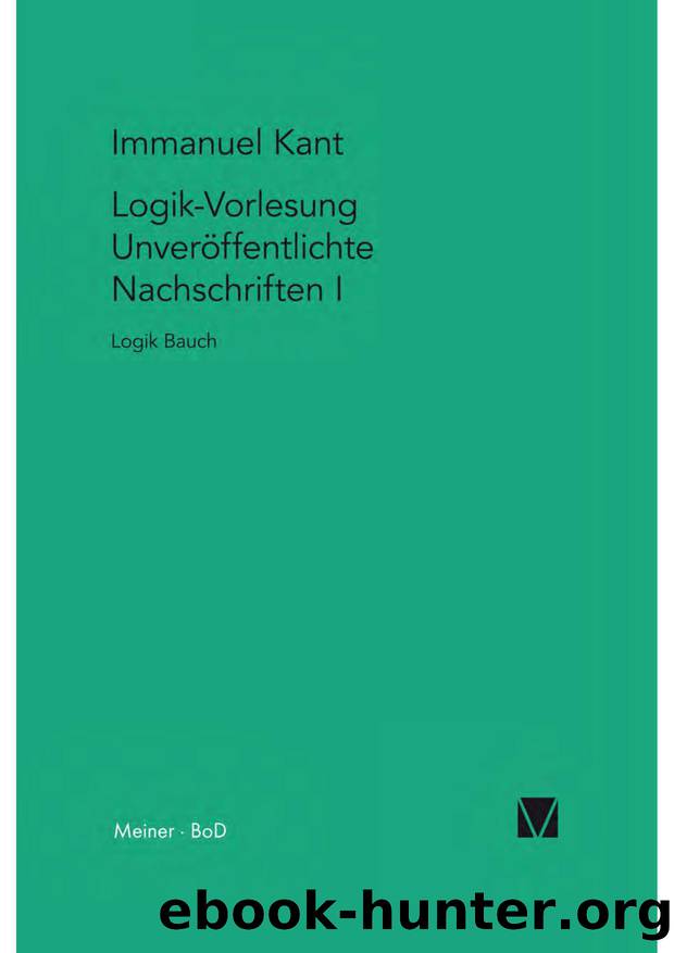 Kant by Immanuel Kant Logik-Vorlesung (9783787325412)