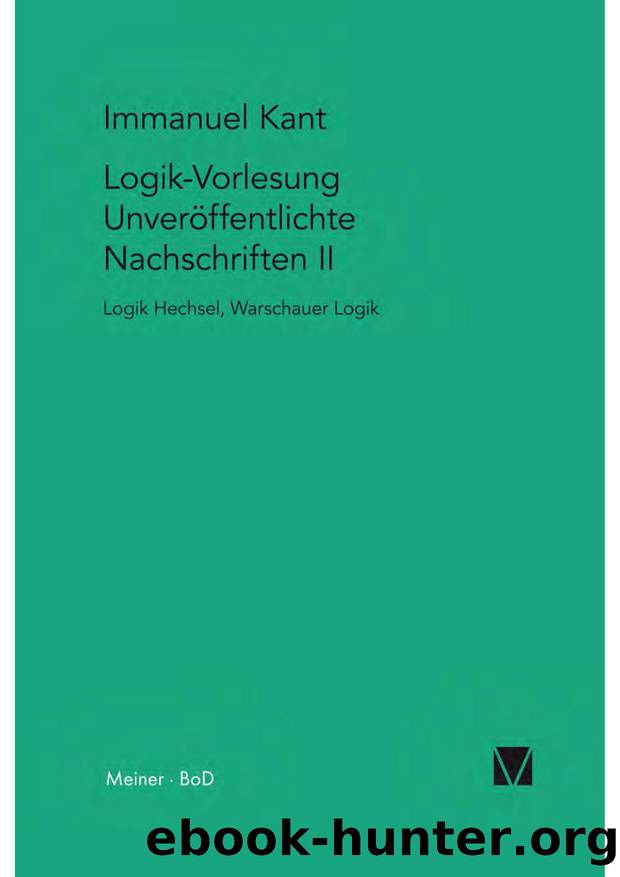 Kant by Immanuel Kant Logik-Vorlesung (9783787325429)