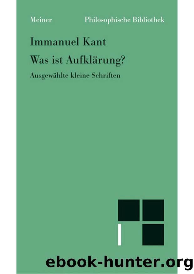 Kant by Was ist Aufklärung Ausgewählte kleine Schriften (9783787321155)