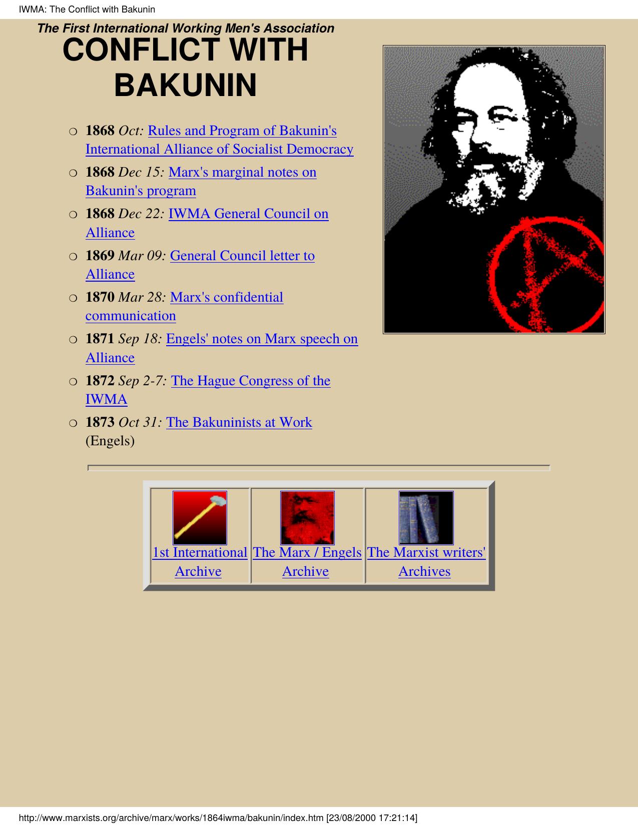 Karl Marx and the conflict with Bakunin by First International