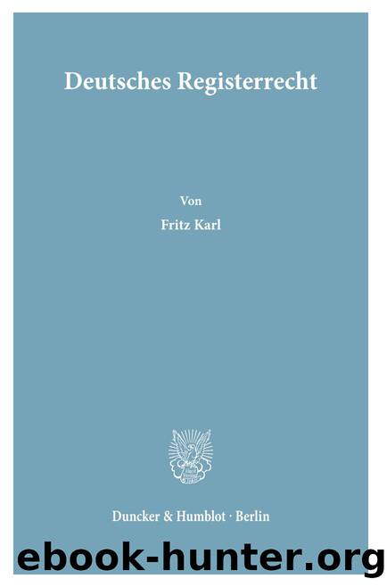 Karl by Deutsches Registerrecht (9783428437696)