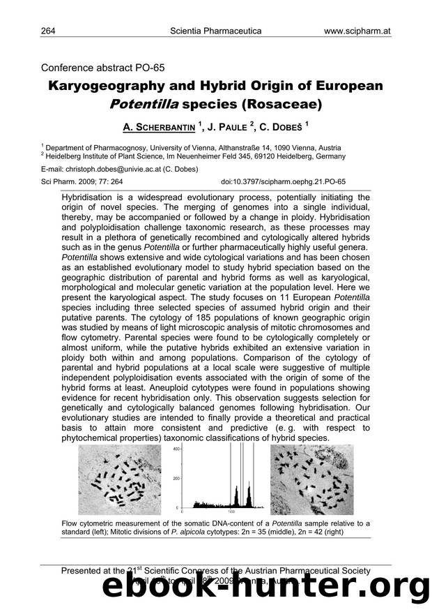 Karyogeography and Hybrid Origin of European Potentilla species (Rosaceae) by A. SCHERBANTIN & J. PAULE & C. DOBEŠ