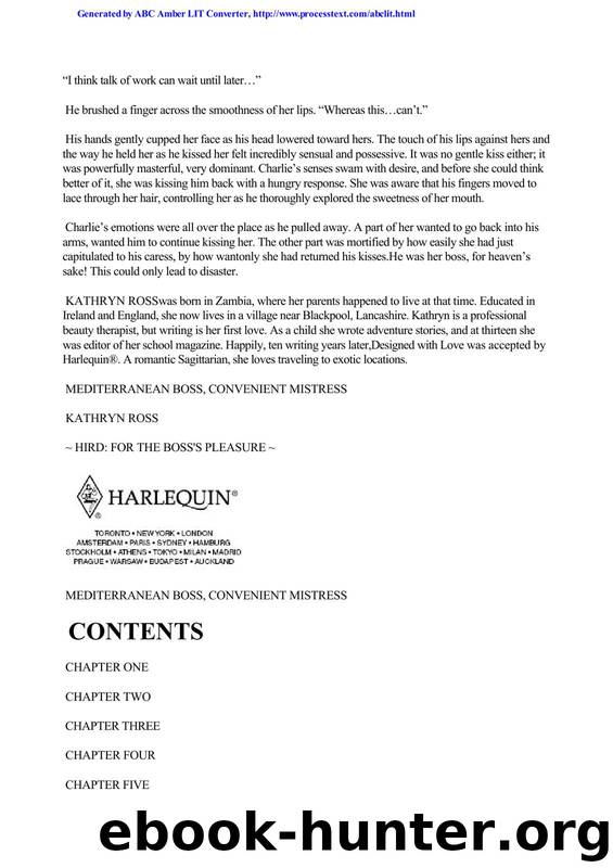 Kathryn Ross by Mediterranean Boss Convenient Mistress