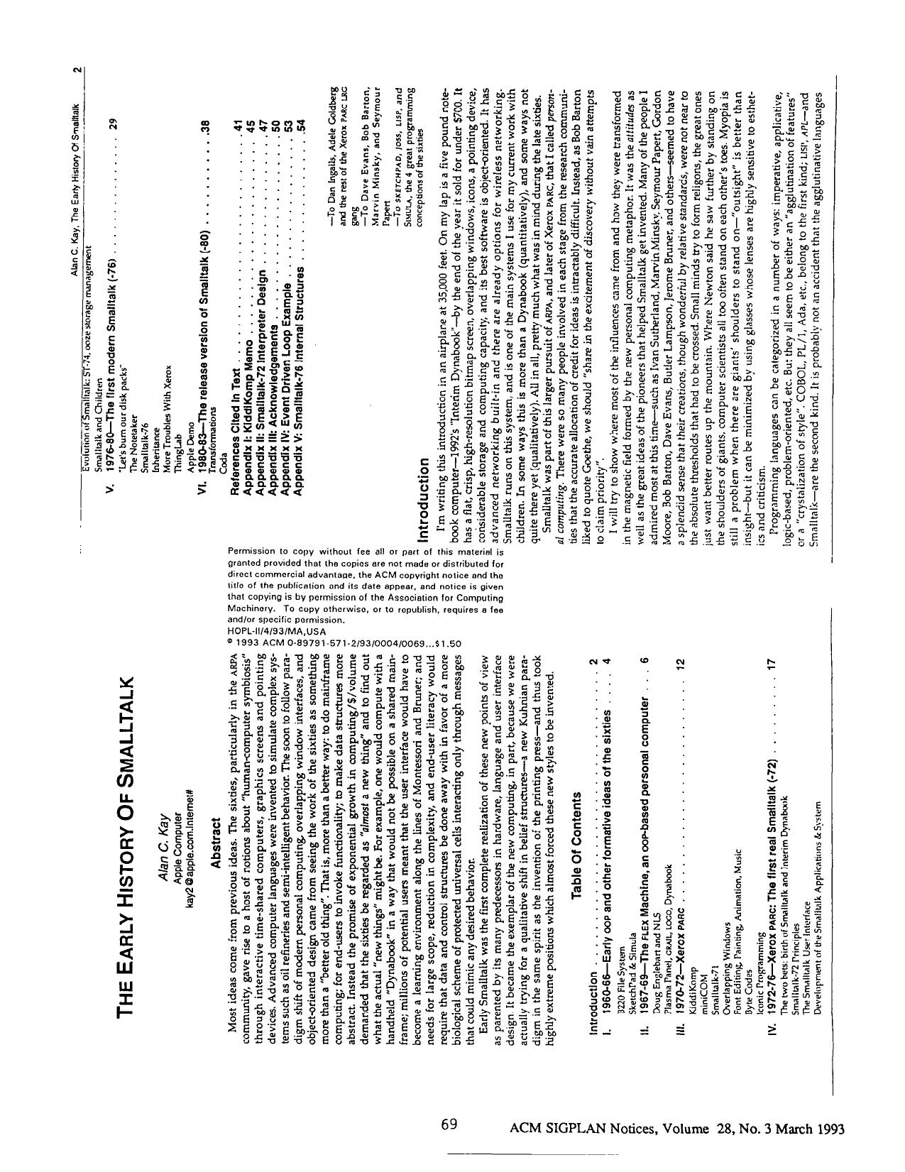 Kay A C The early history of Smalltalk by Unknown