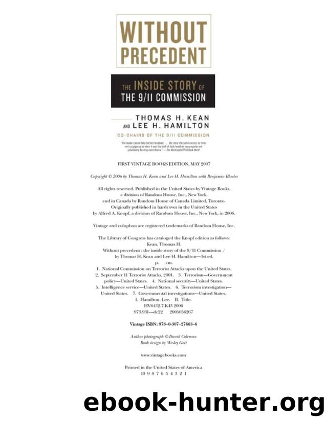 Kean, Thomas H.Hamilton, Lee H.Without Precedent- The Inside Story of the 9-11 Commission.2007 by Unknown