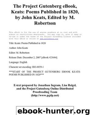 Keats: Poems Published in 1820 by John Keats
