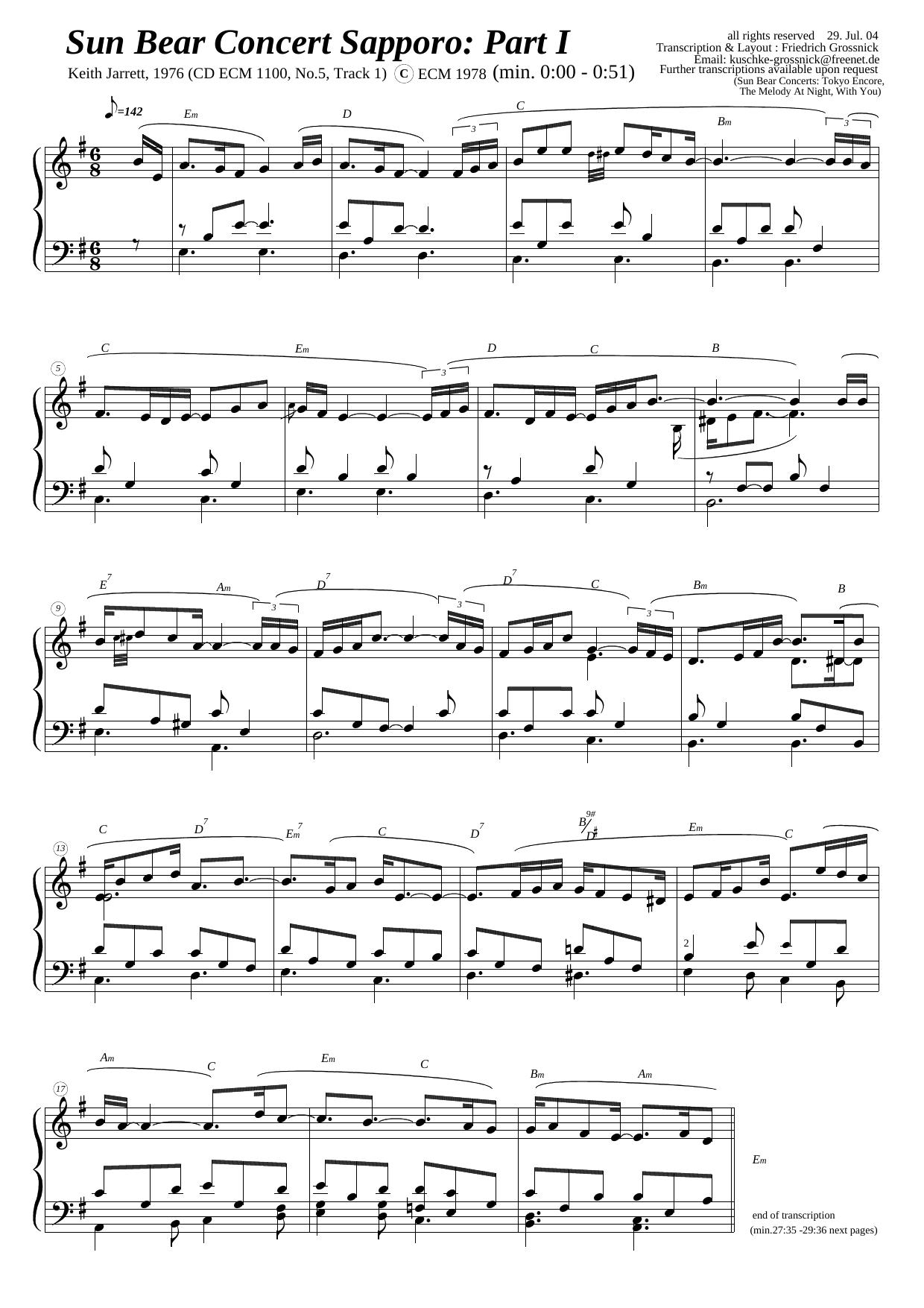 Keith Jarrett: Sun Bear Concert Sapporo I by Friedrich Grossnick