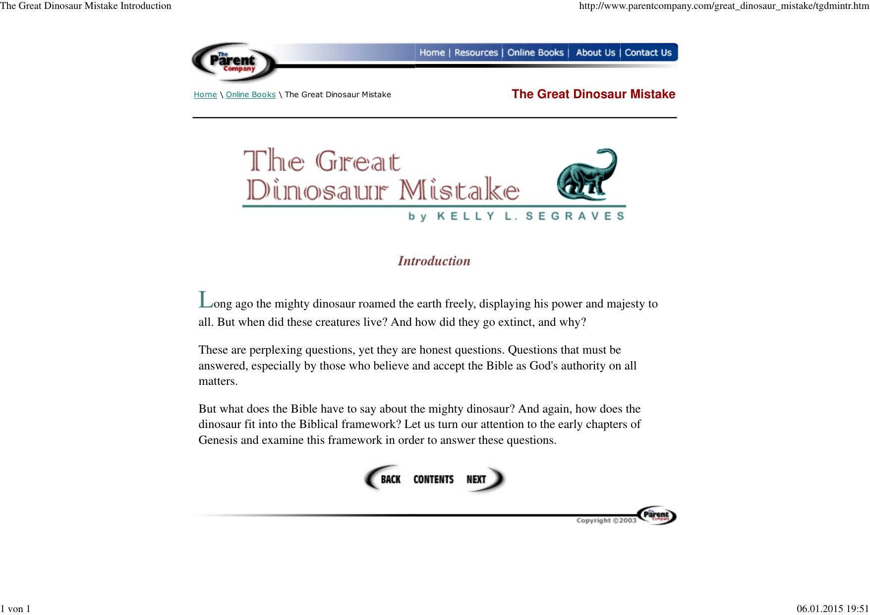 Kelly L. Segraves The Great Dinosaur Mistake by Unknown
