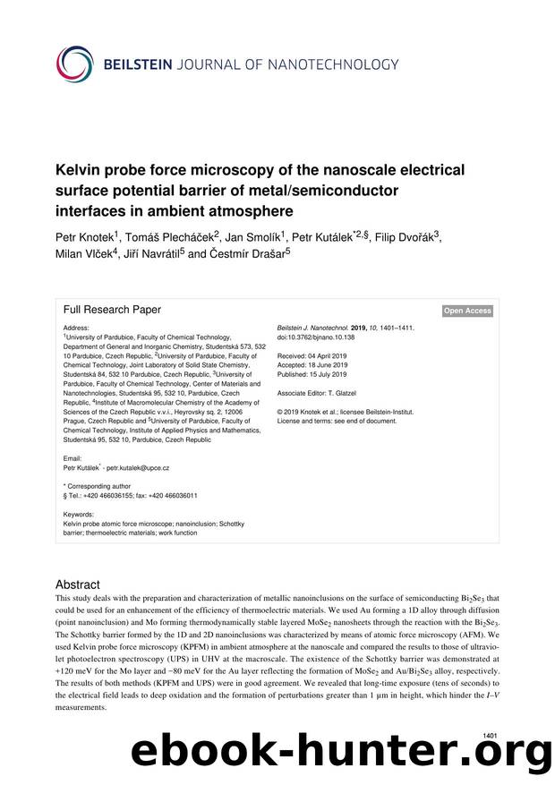 Kelvin probe force microscopy of the nanoscale electrical surface potential barrier of metalsemiconductor interfaces in ambient atmosphere by unknow