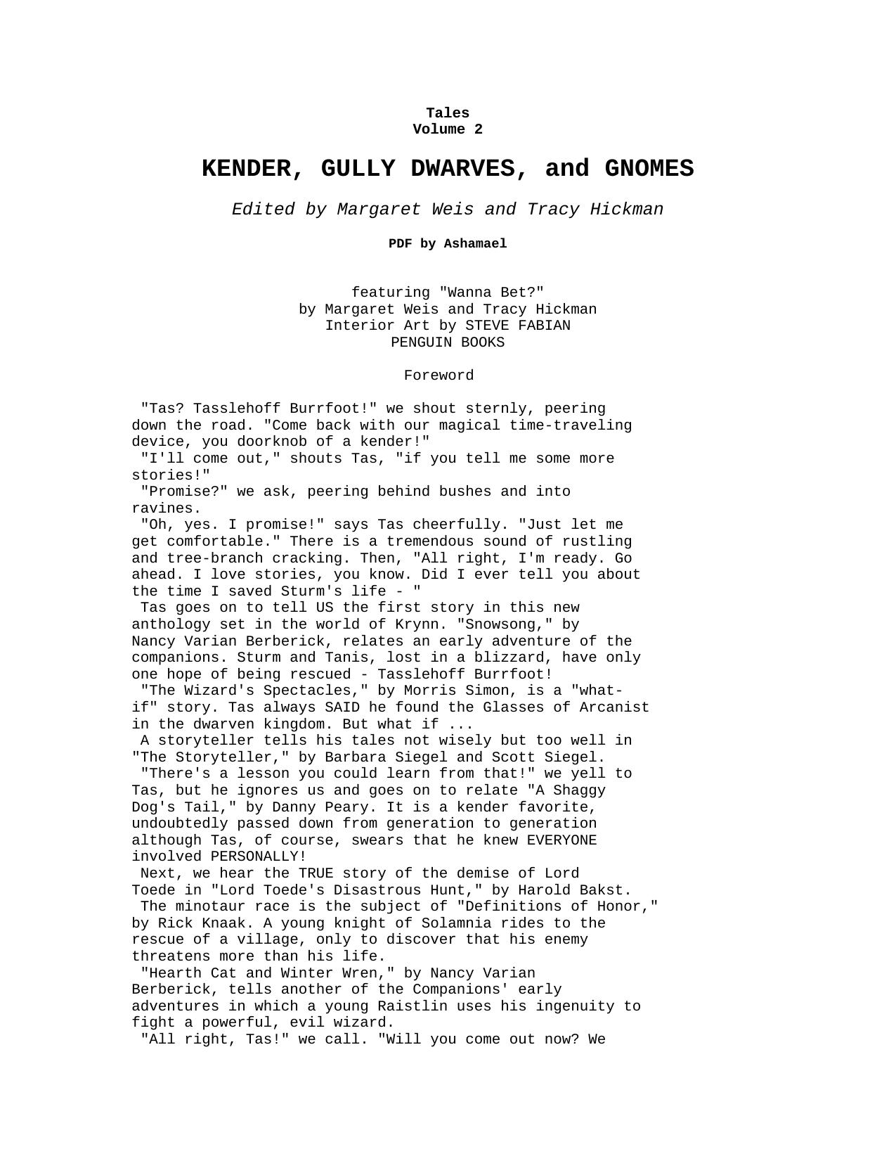 Kender, Gully Dwarves, and Gnomes by Margaret Weis & Tracy Hickman