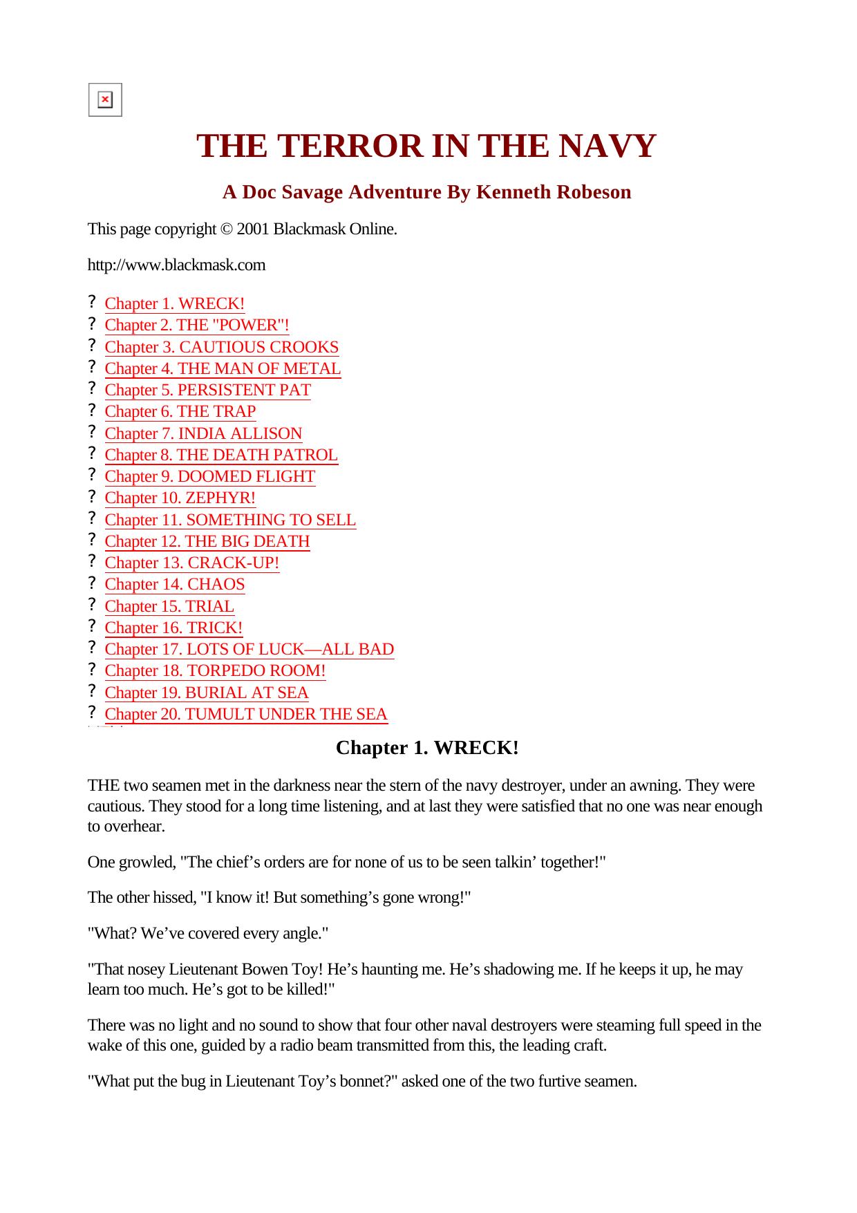 Kenneth Robeson Doc Savage 050 Terror in the Navy by Unknown