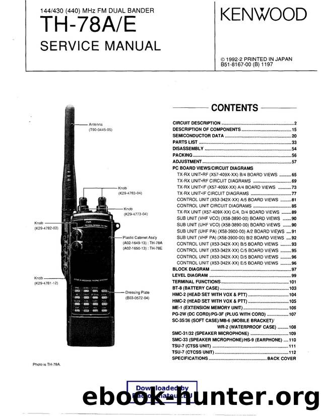 Kenwood - TH-78AE Service and Maintenance Manual by Scanned by W5JGV