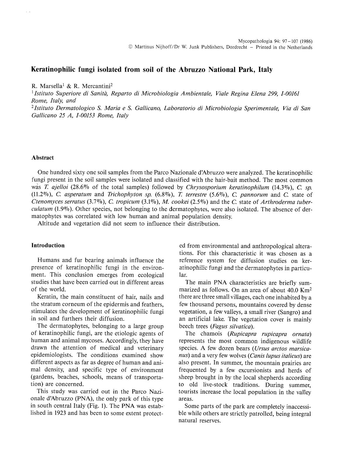 Keratinophilic fungi isolated from soil of the Abruzzo National Park, Italy by Unknown