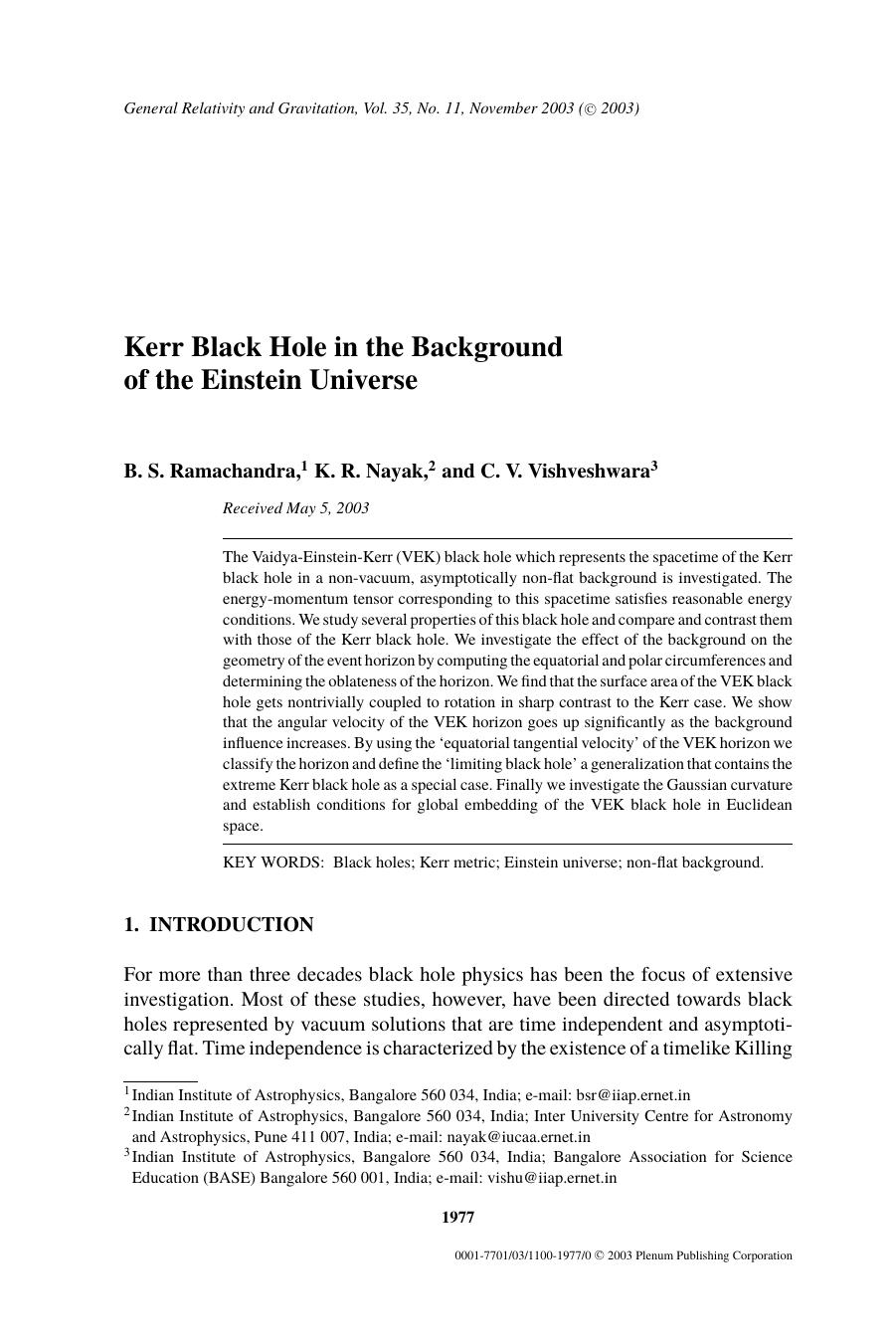 Kerr Black Hole in the Background of the Einstein Universe by Unknown