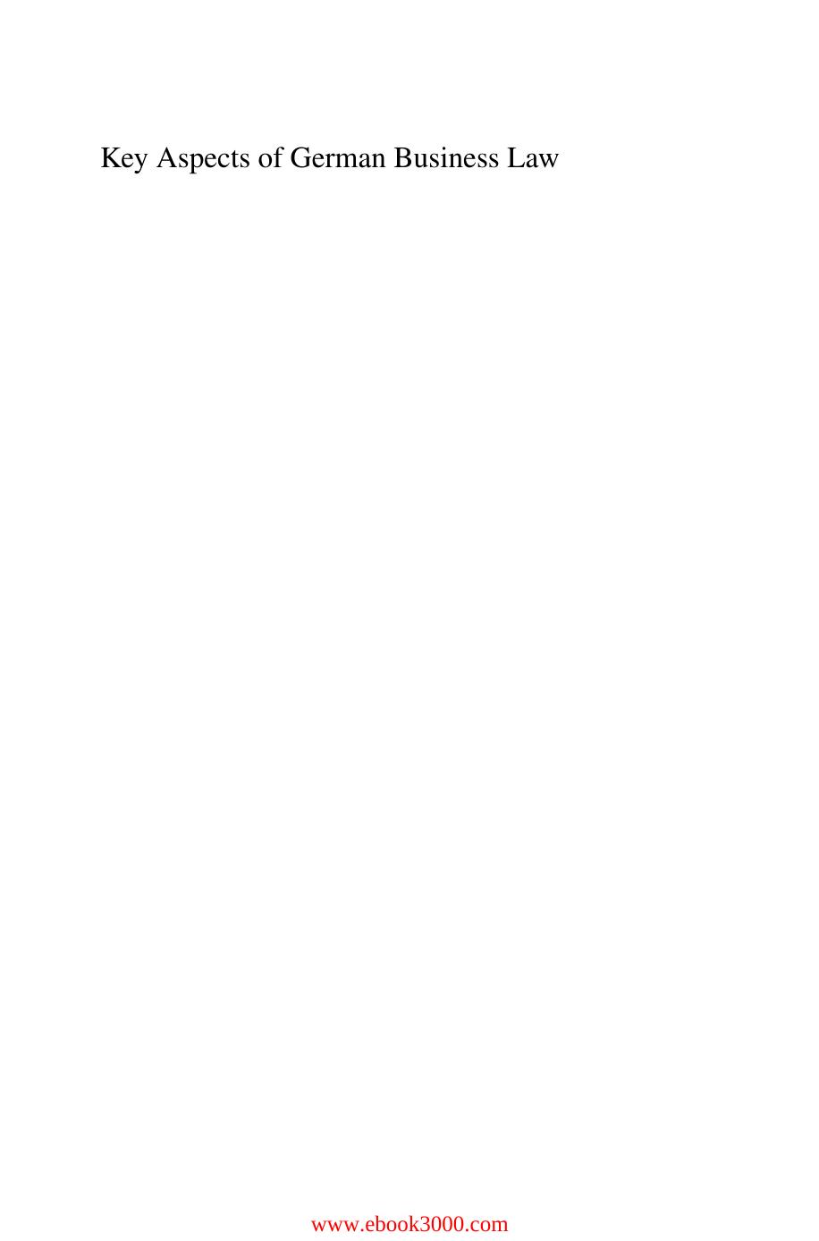 Key Aspects of German Business Law by Unknow