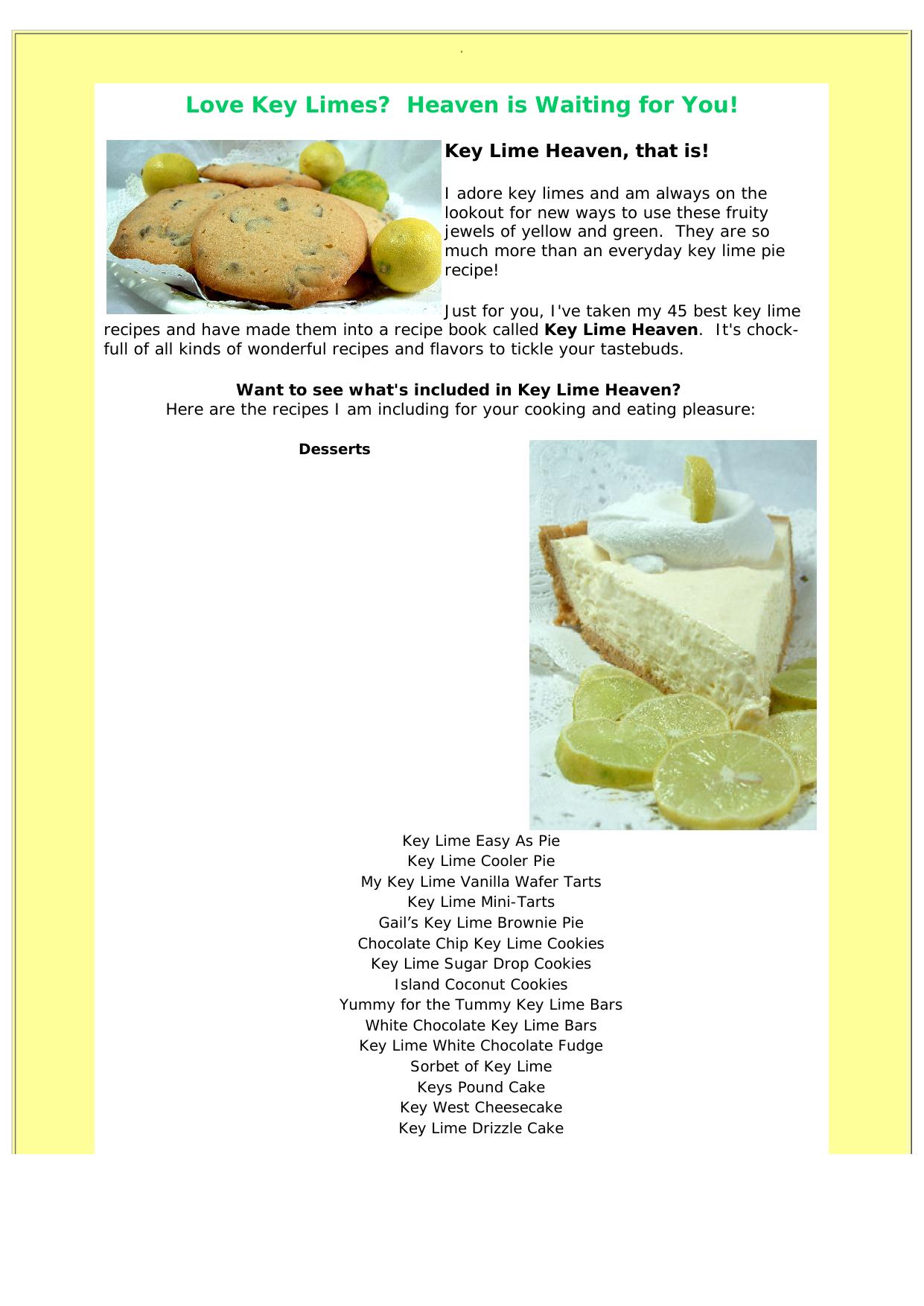 Key Lime Heaven Recipe Book. by Best of Kuszter's Collection