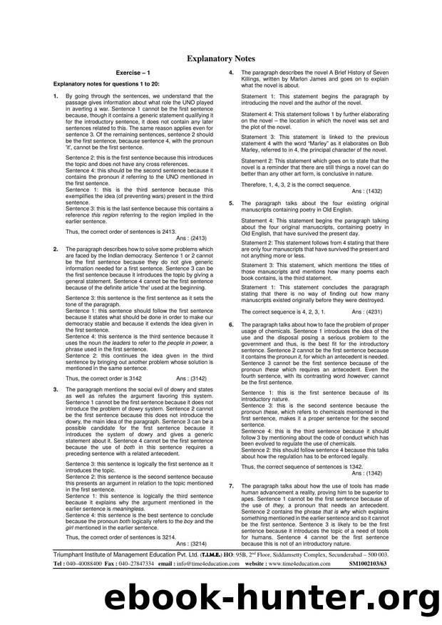 Key and Explanatory Notes by Unknown