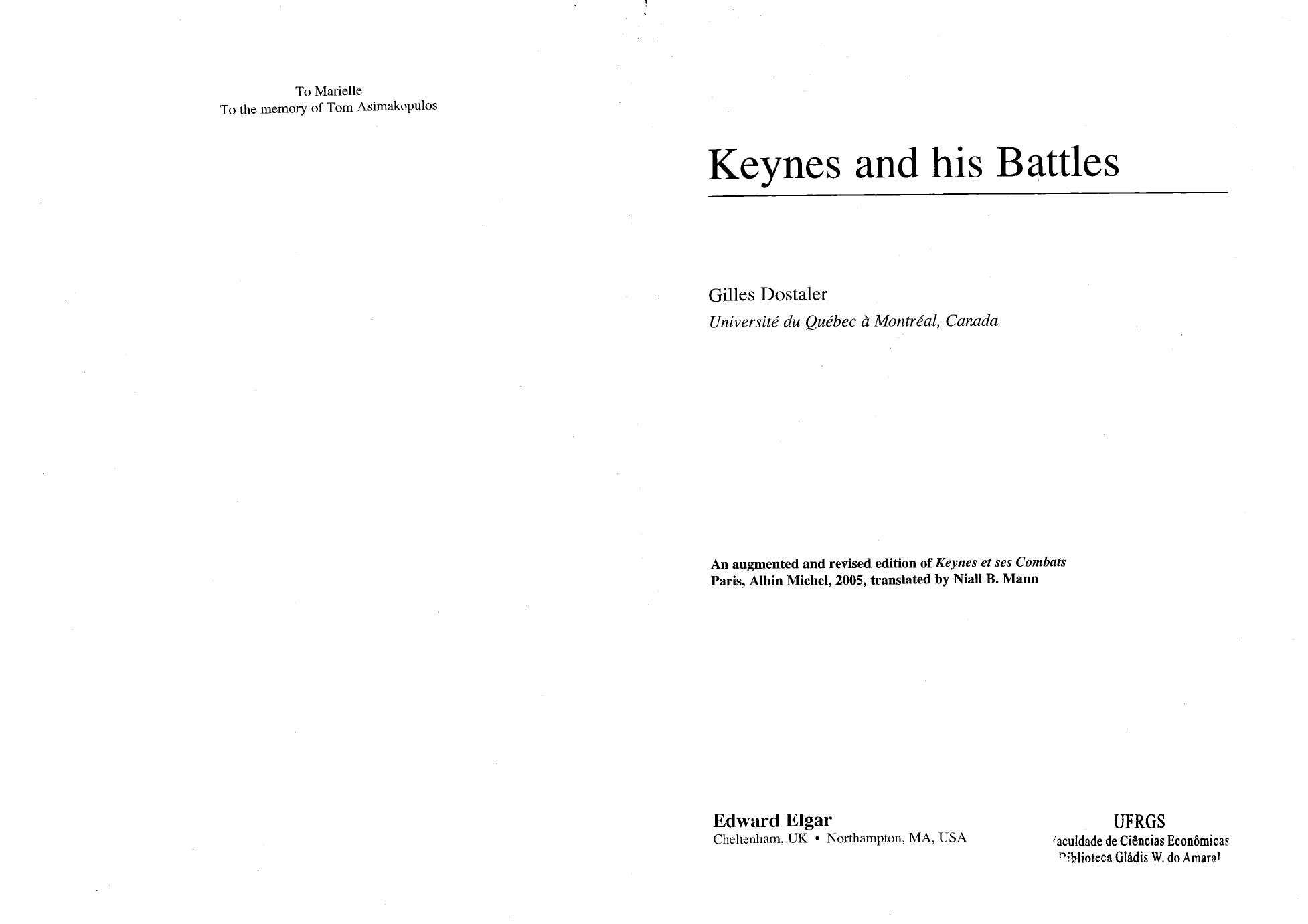Keynes and His Battles by Unknow