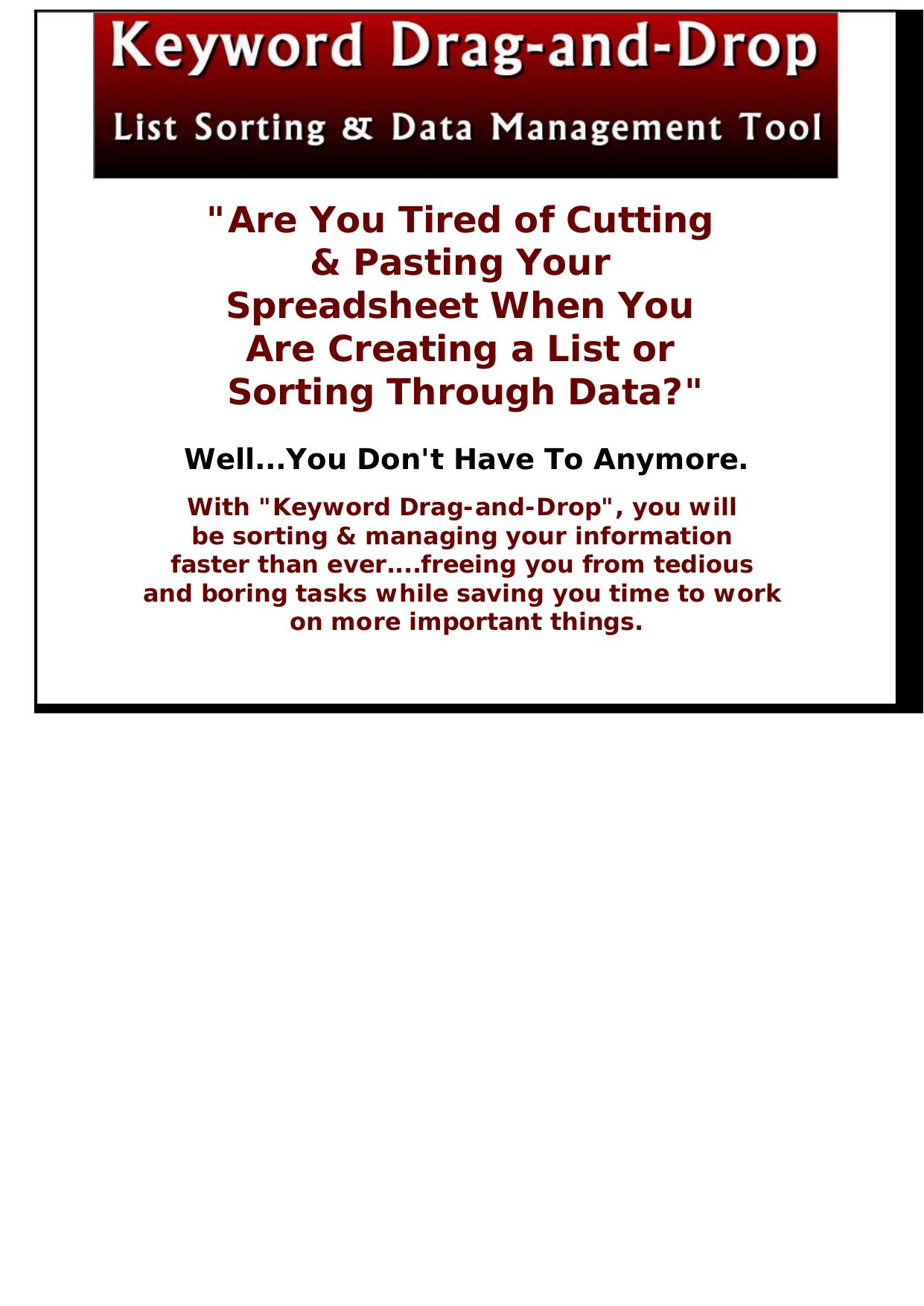 Keyword Drag-and-Drop ~~ List Sorting & Data Extraction Tool. by Best of Kuszter's Collection