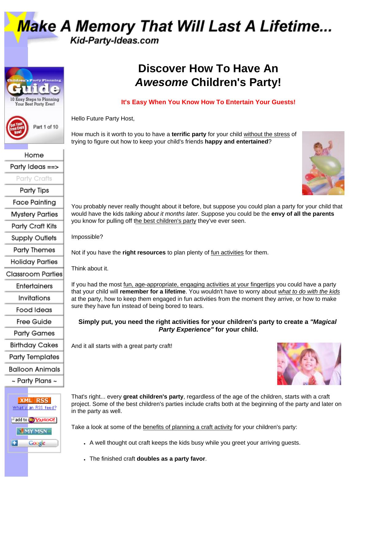 Kid Party Crafts And Games. by Best of Kuszter's Collection