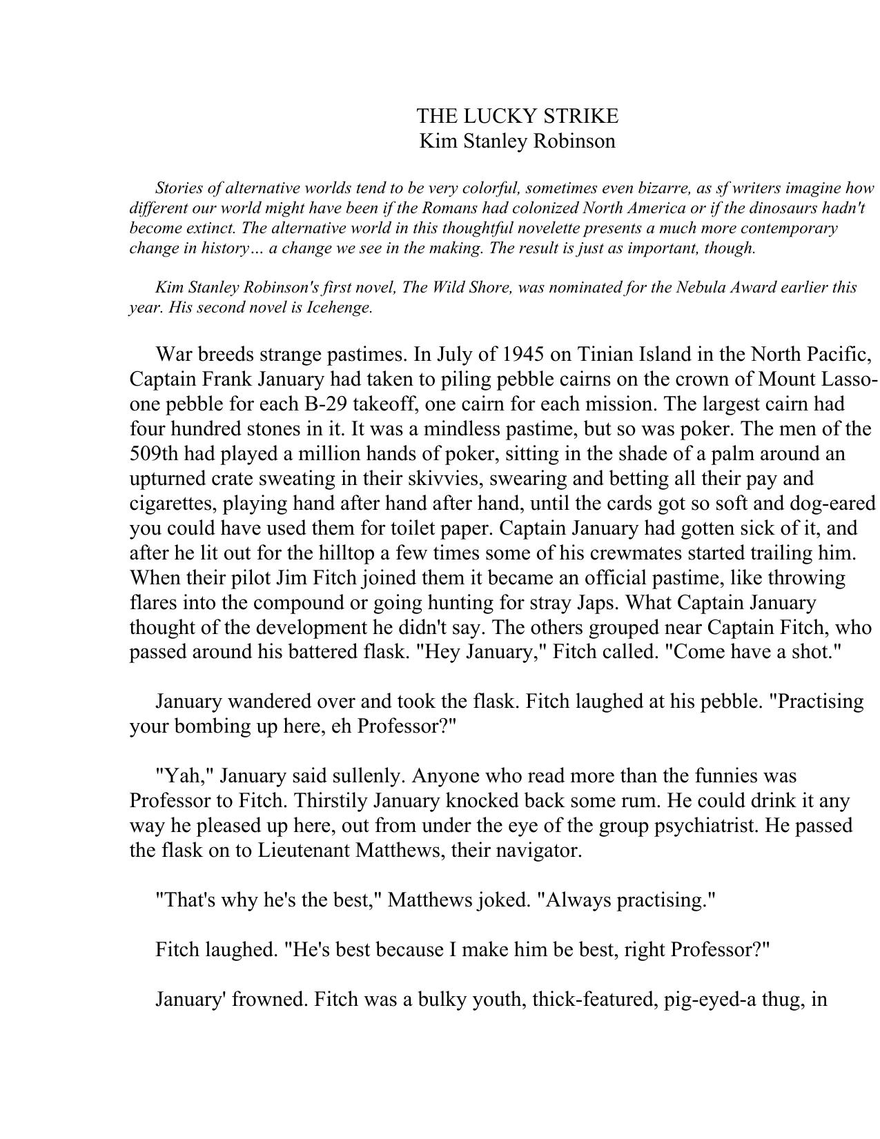Kim Stanley Robinson The Lucky Strike by harry