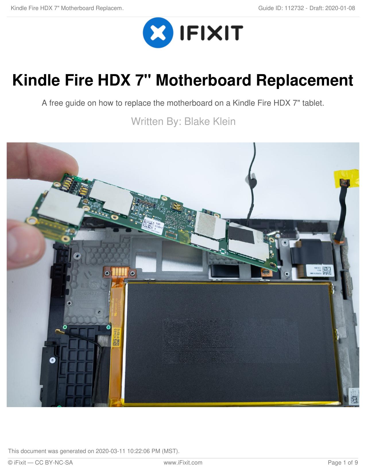 Kindle Fire HDX 7" Motherboard Replacement by Unknown