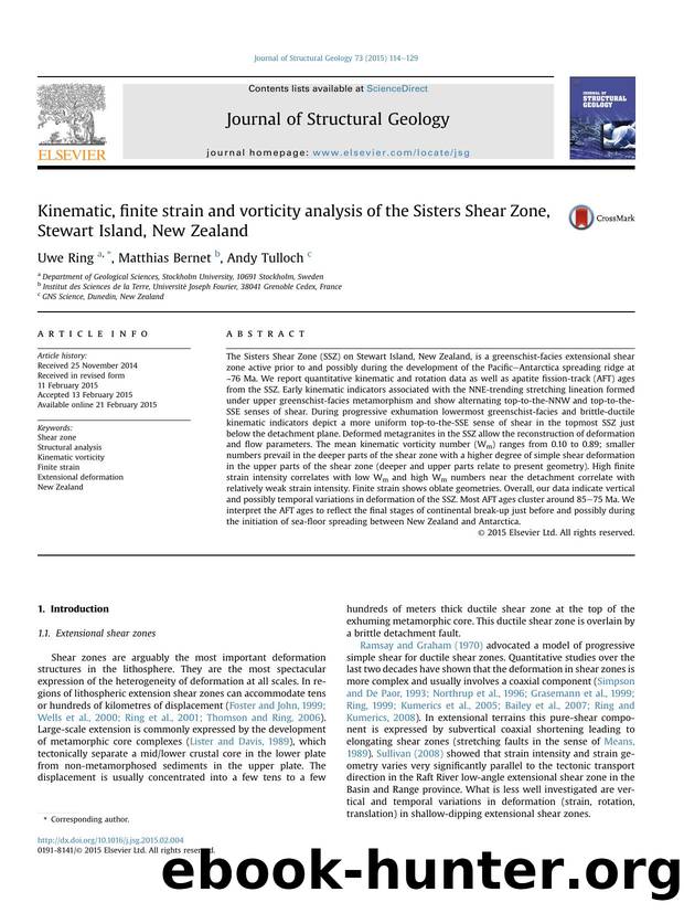 Kinematic, finite strain and vorticity analysis of the Sisters Shear Zone, Stewart Island, New Zealand by Uwe Ring & Matthias Bernet & Andy Tulloch