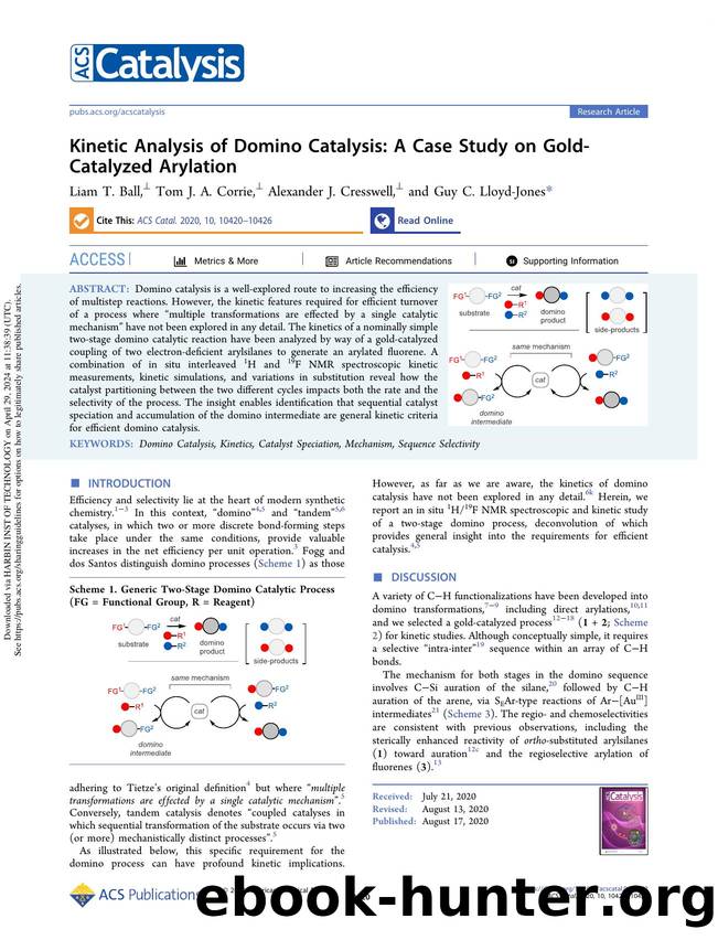 Kinetic Analysis of Domino Catalysis: A Case Study on Gold-Catalyzed Arylation by Liam T. Ball Tom J. A. Corrie Alexander J. Cresswell & Guy C. Lloyd-Jones