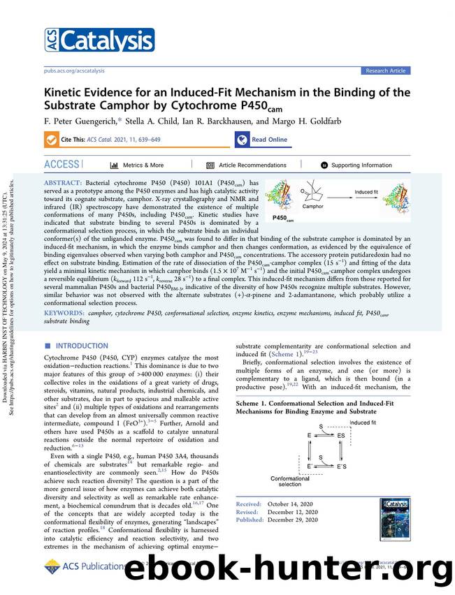 Kinetic Evidence for an Induced-Fit Mechanism in the Binding of the Substrate Camphor by Cytochrome P450cam by F. Peter Guengerich Stella A. Child Ian R. Barckhausen & Margo H. Goldfarb