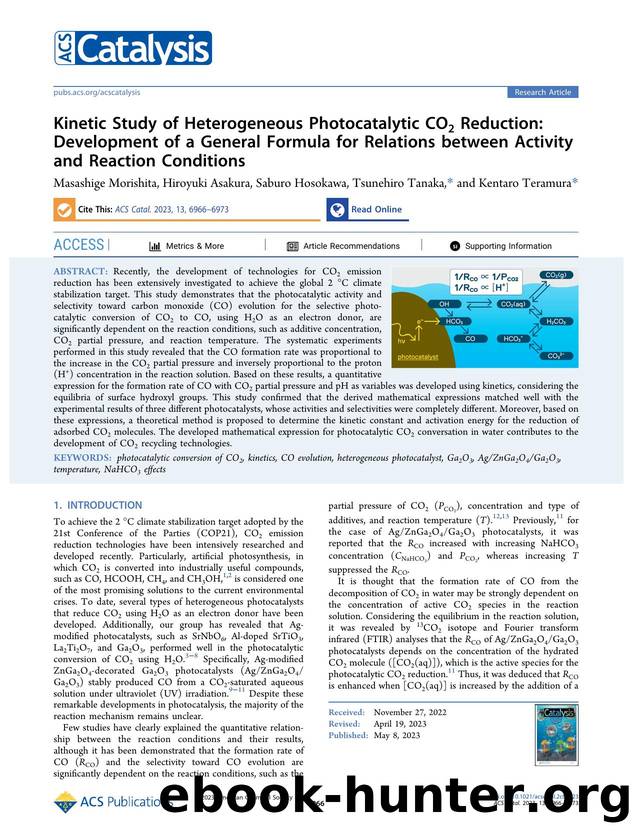 Kinetic Study of Heterogeneous Photocatalytic CO2 Reduction: Development of a General Formula for Relations between Activity and Reaction Conditions by Masashige Morishita Hiroyuki Asakura Saburo Hosokawa Tsunehiro Tanaka and Kentaro Teramura