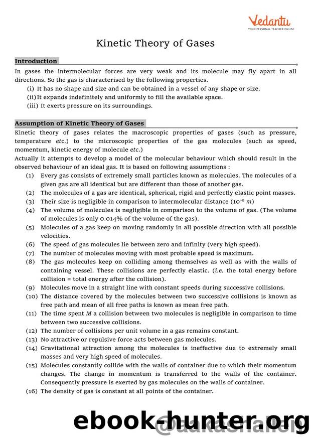 Kinetic Theory of Gases-Theory by MMC