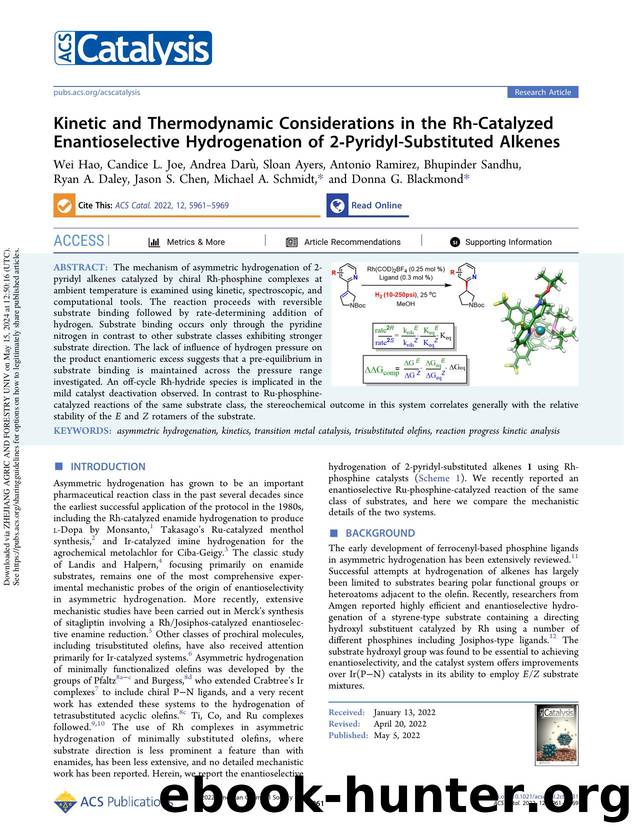Kinetic and Thermodynamic Considerations in the Rh-Catalyzed Enantioselective Hydrogenation of 2-Pyridyl-Substituted Alkenes by unknow