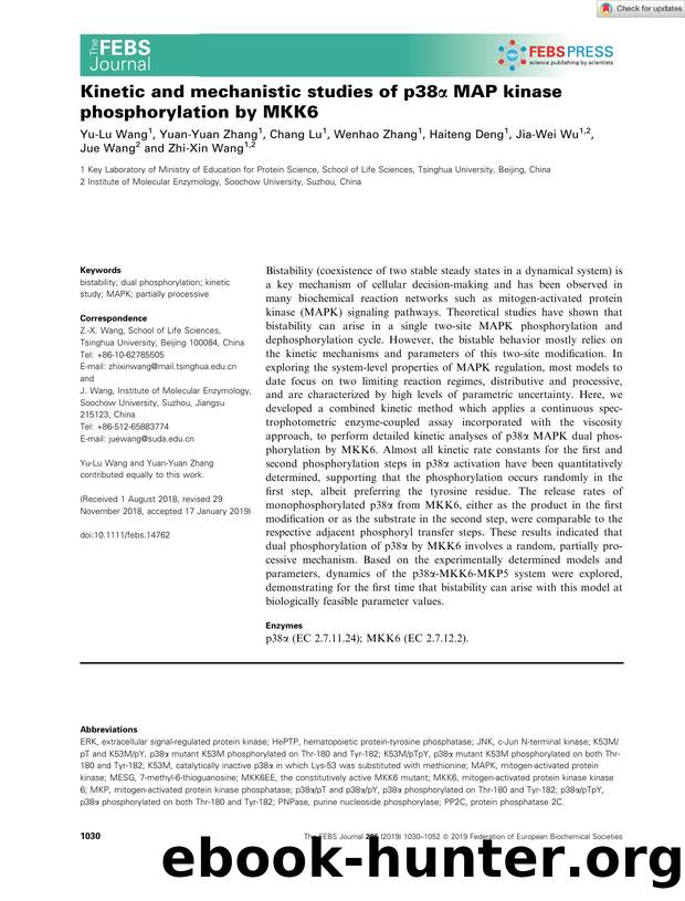 Kinetic and mechanistic studies of p38Î± MAP kinase phosphorylation by MKK6 by Unknown