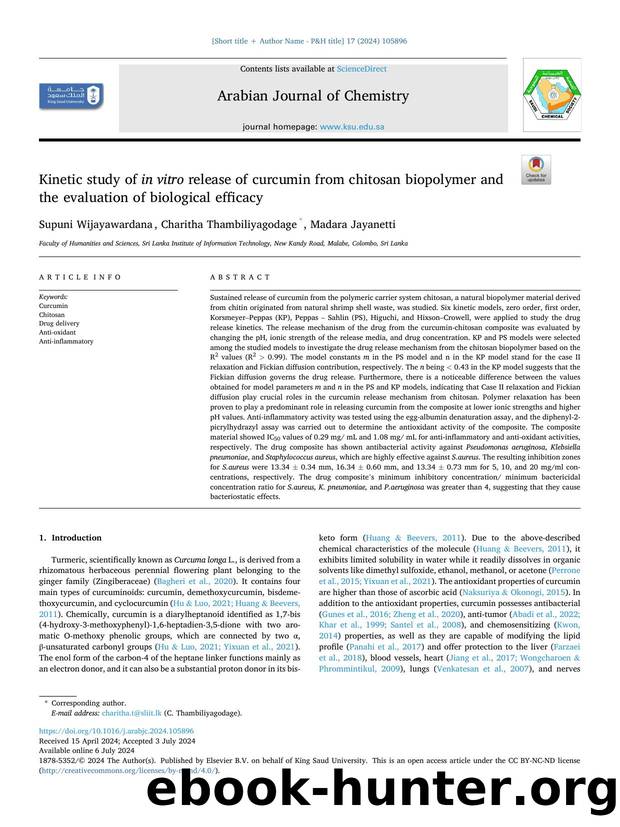 Kinetic study of in vitro release of curcumin from chitosan biopolymer and the evaluation of biological efficacy by Supuni Wijayawardana & Charitha Thambiliyagodage & Madara Jayanetti
