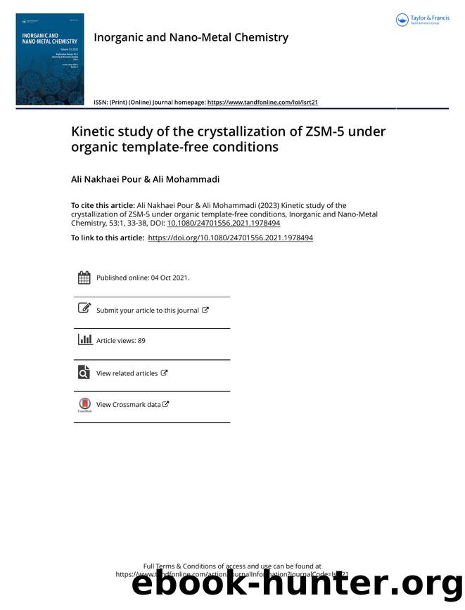 Kinetic study of the crystallization of ZSM-5 under organic template-free conditions by Nakhaei Pour Ali & Mohammadi Ali