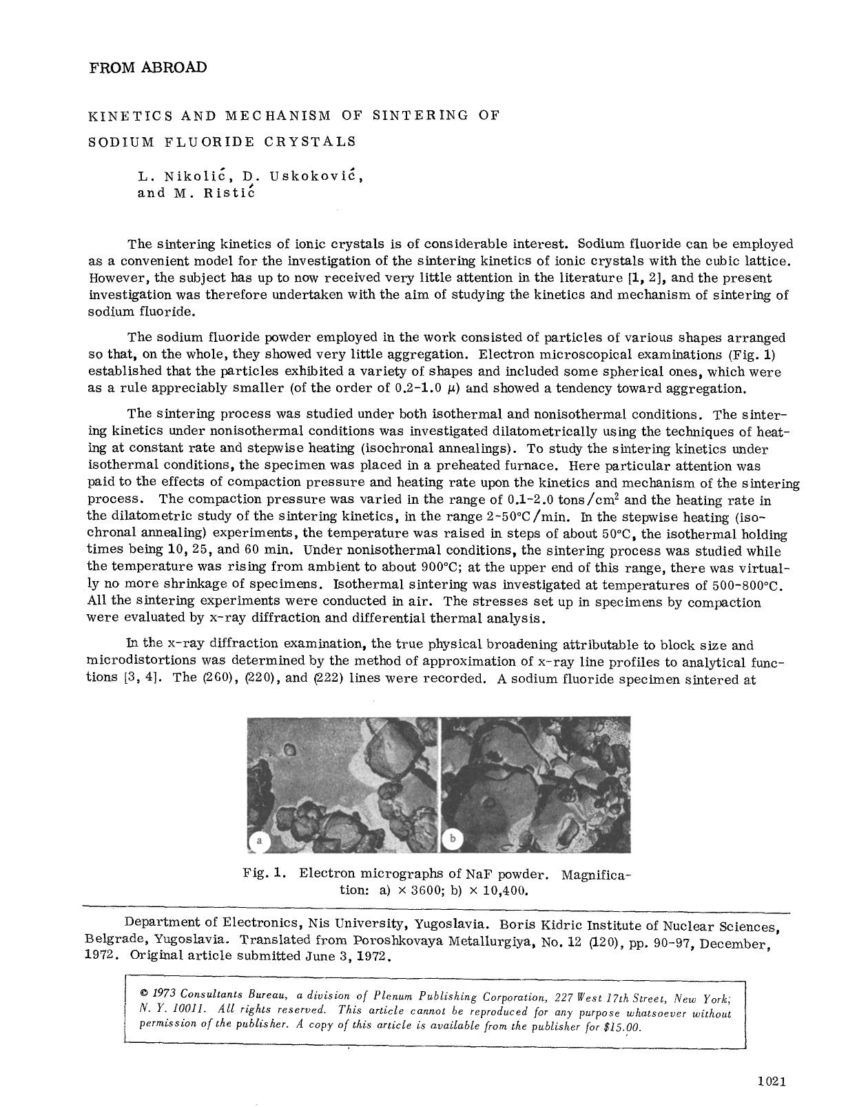 Kinetics and mechanism of sintering of sodium fluoride crystals by Unknown
