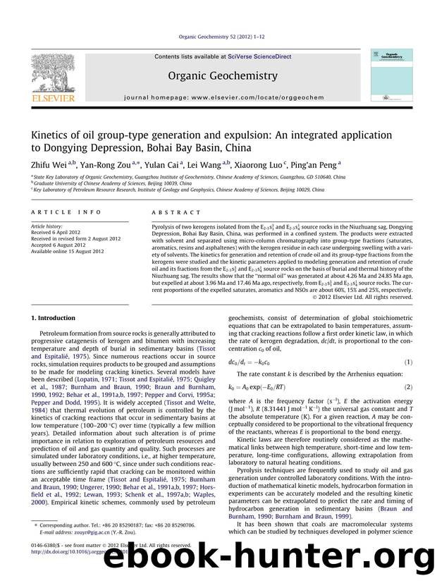 Kinetics of oil group-type generation and expulsion: An integrated application to Dongying Depression, Bohai Bay Basin, China by Zhifu Wei & Yan-Rong Zou & Yulan Cai & Lei Wang & Xiaorong Luo & Ping’an Peng