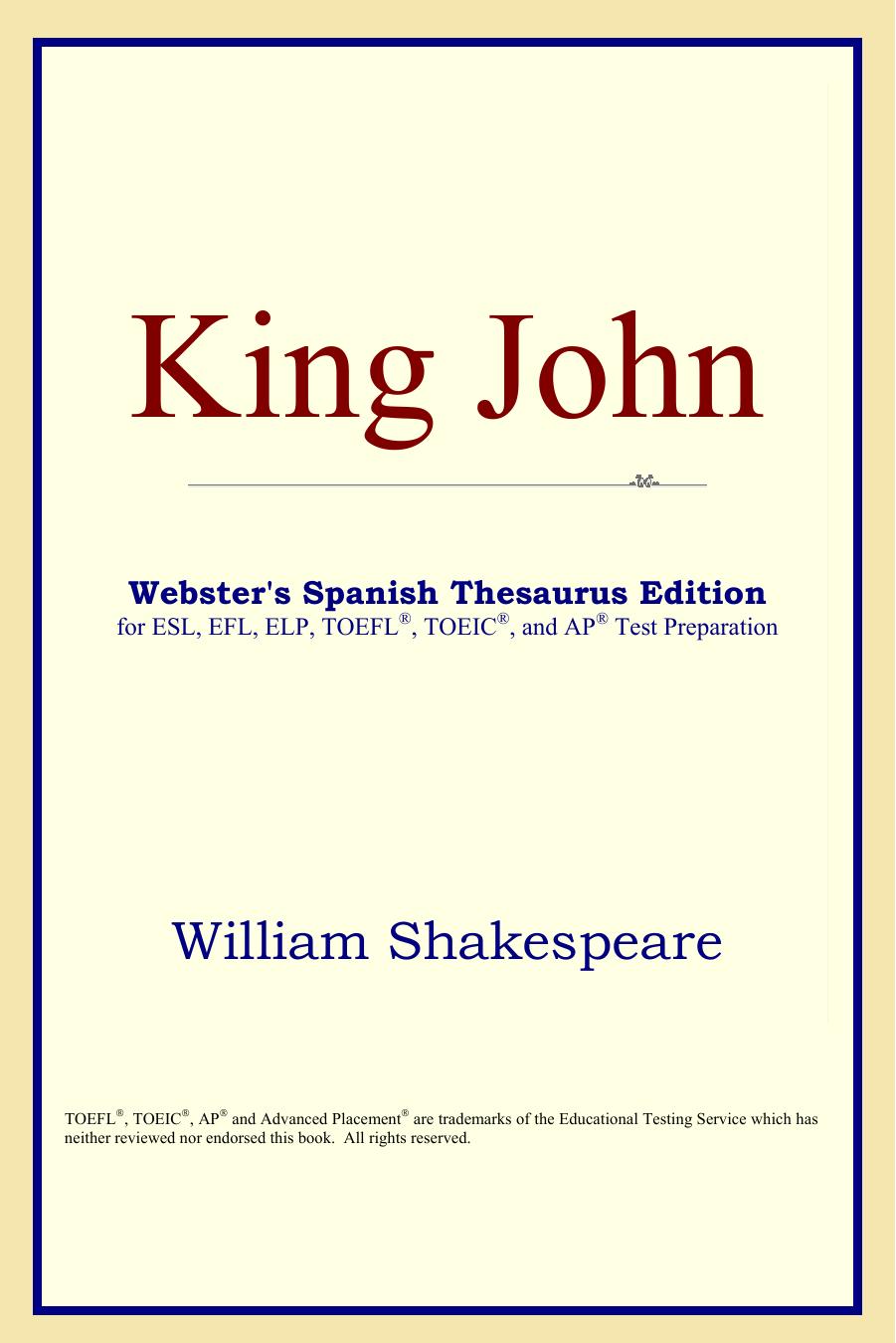 King John (Webster's Spanish Thesaurus Edition) by William Shakespeare