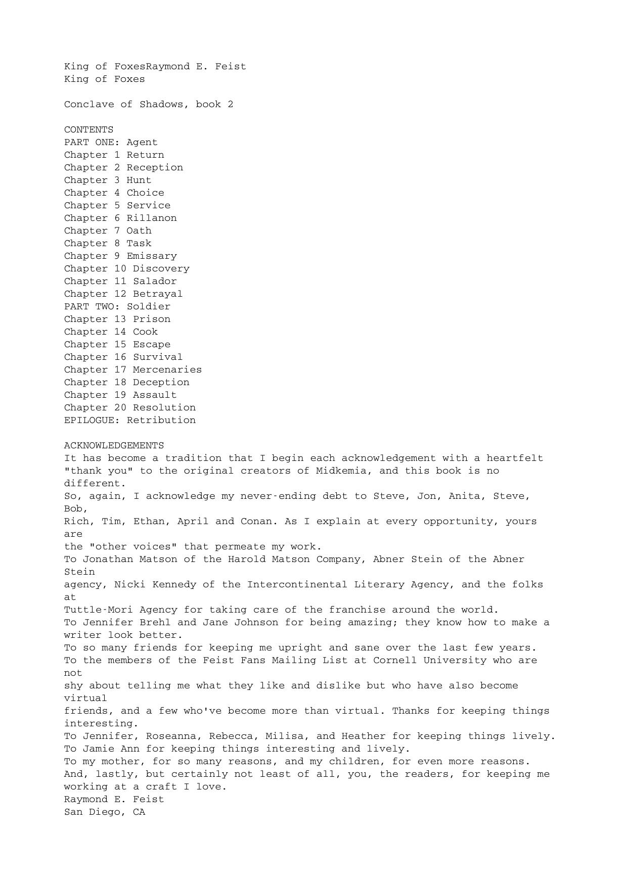 King of Foxes by Raymond E. Feist