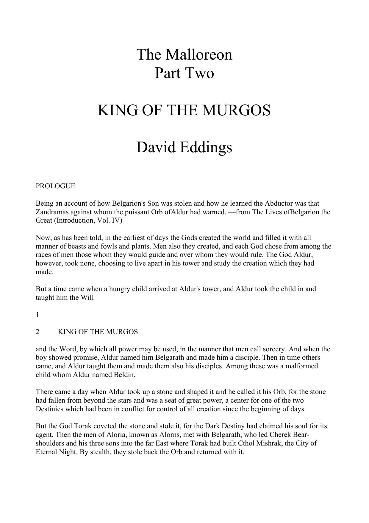 King of the Murgos by David Eddings
