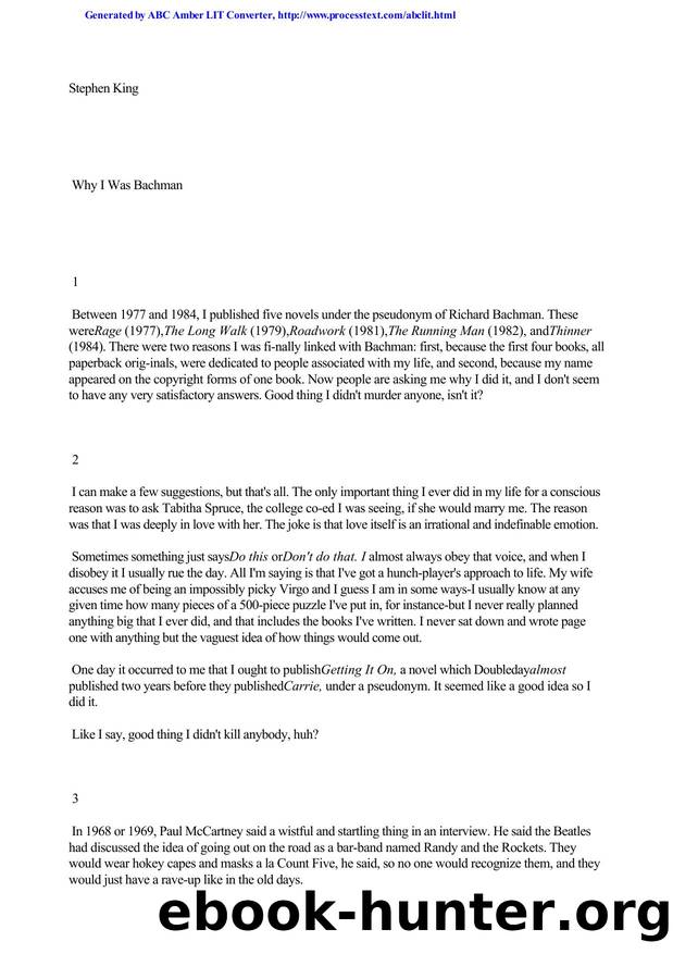 King, Stephen by The Bachman Books (Complete)