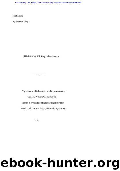 King, Stephen by The Shining