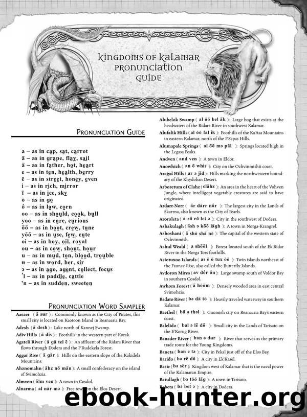 Kingdoms of Kalamar pronunciation guide by Kenzer and Company