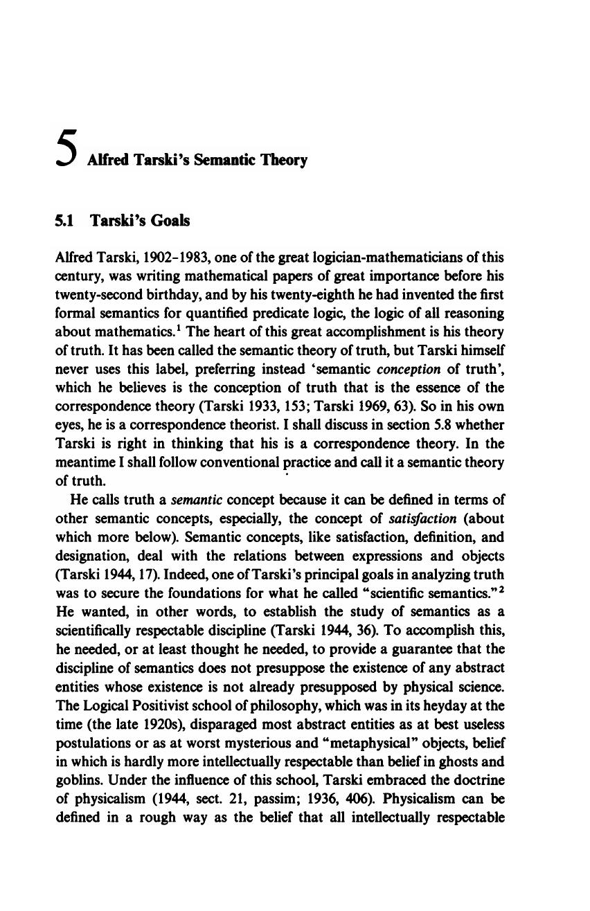 Kirkham - Theories of Truth by ch. 5 Alfred Tarski's Semantic Theory