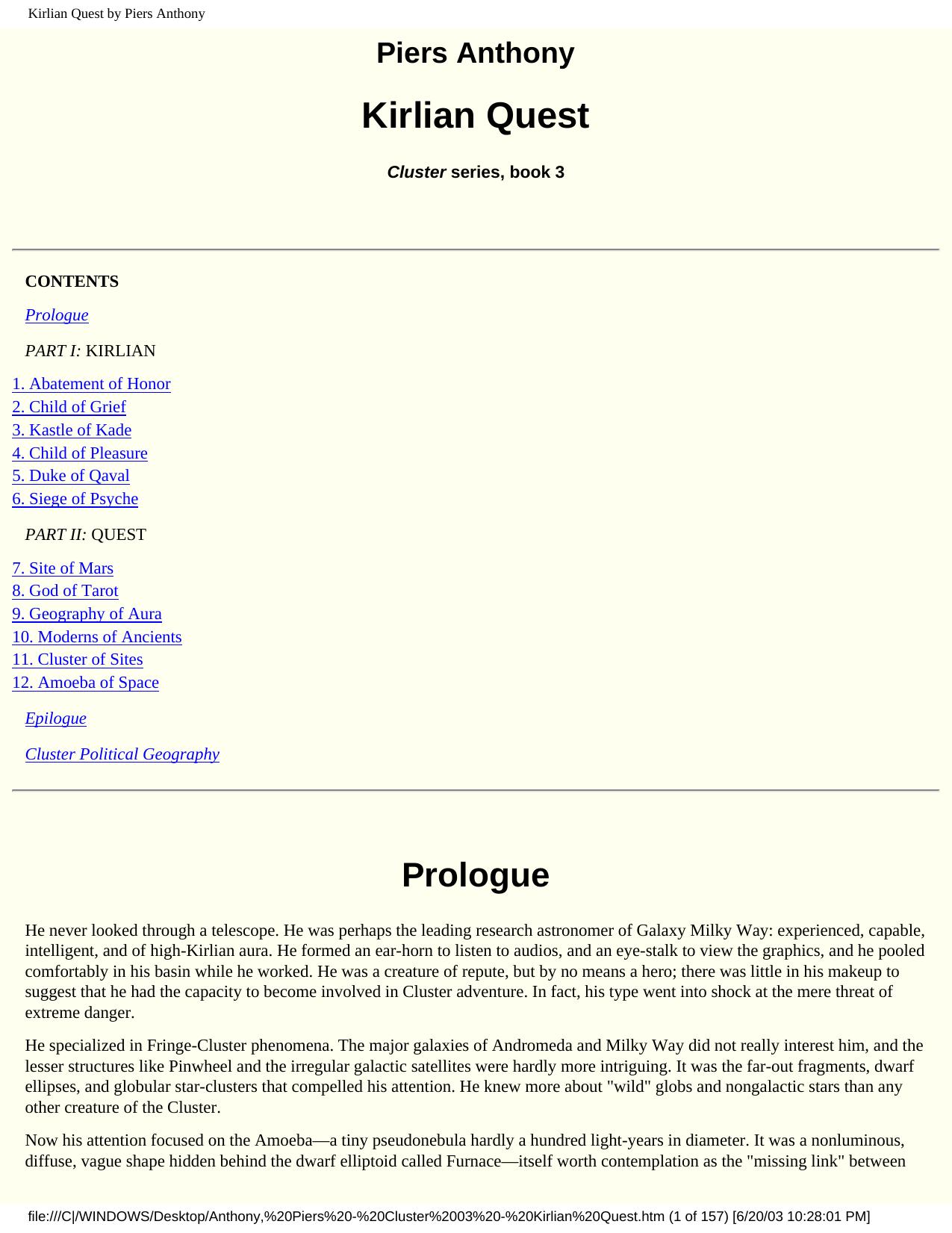 Kirlian Quest by Piers Anthony by Kirlian Quest