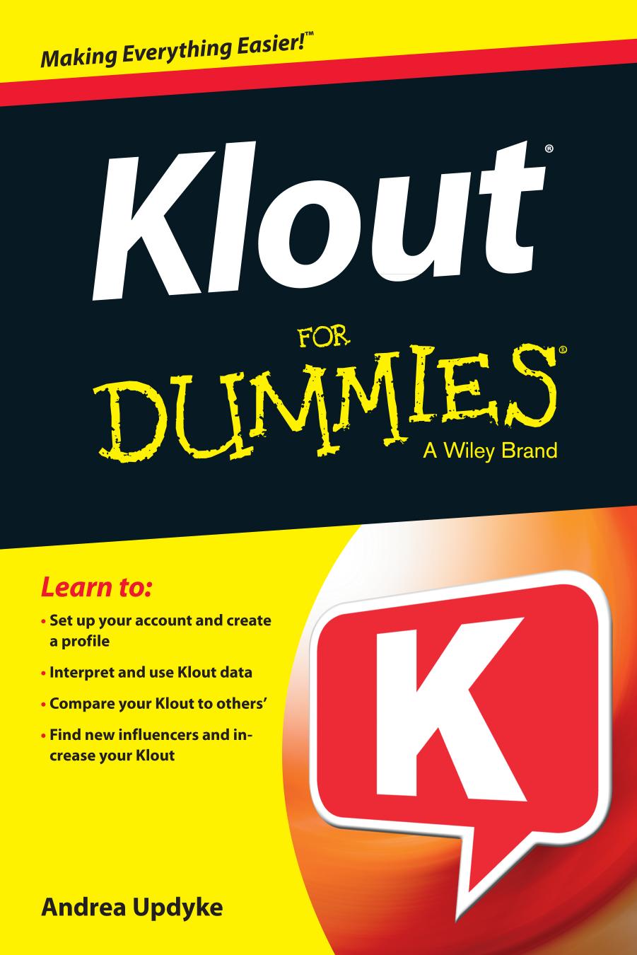 Klout For Dummies by Andrea Updyke