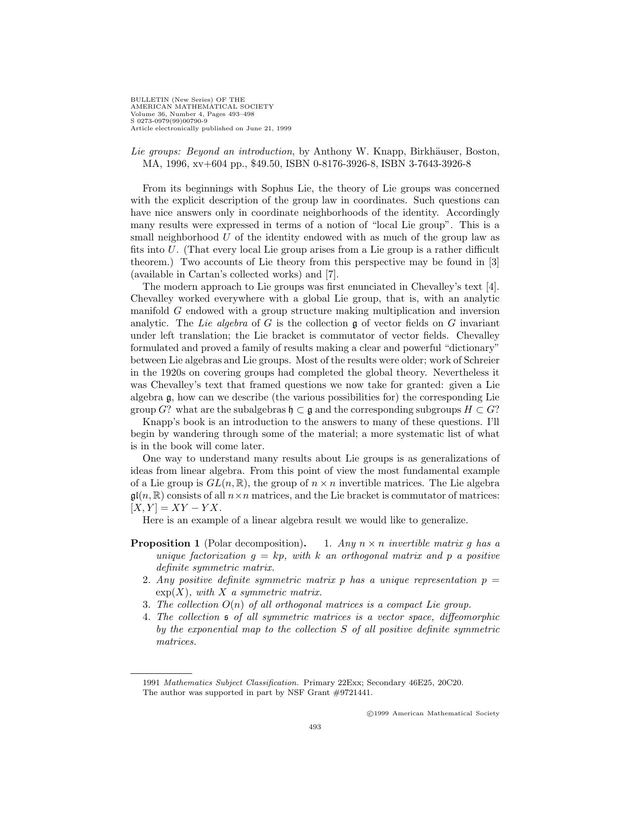 Knapp by Lie Groups--Beyond an Intro-abstracts (1999)