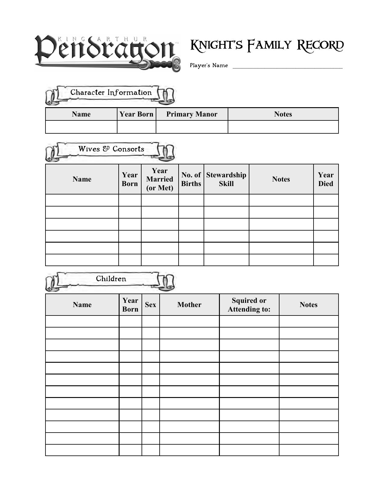Knight's Family Record by Galileo Academy